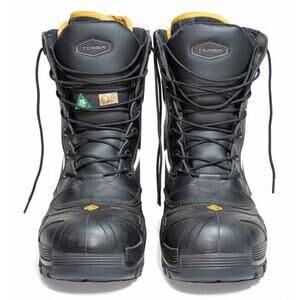 Terra Leather Work Boots Mens SZ 11 Black Safety Toe CSA Lace Up Slip Resistant